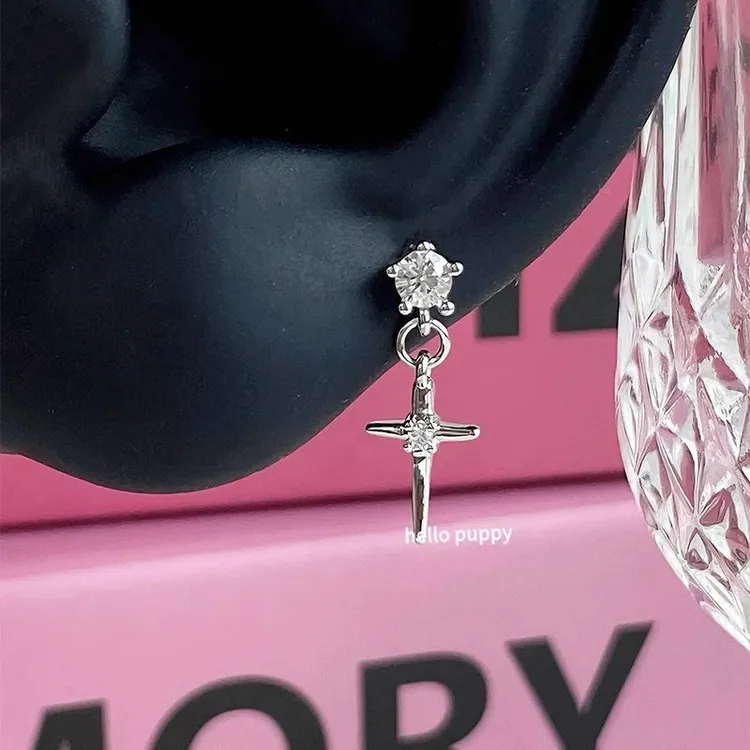 合金耳饰 十字架吊坠耳骨钉女耳钉简约百搭轻奢小众高级感ins耳饰