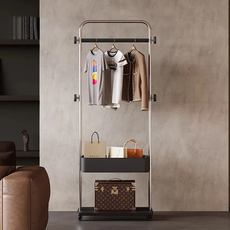 恋夏意式轻奢高级感卧室落地不锈钢挂衣架设计师款衣帽架