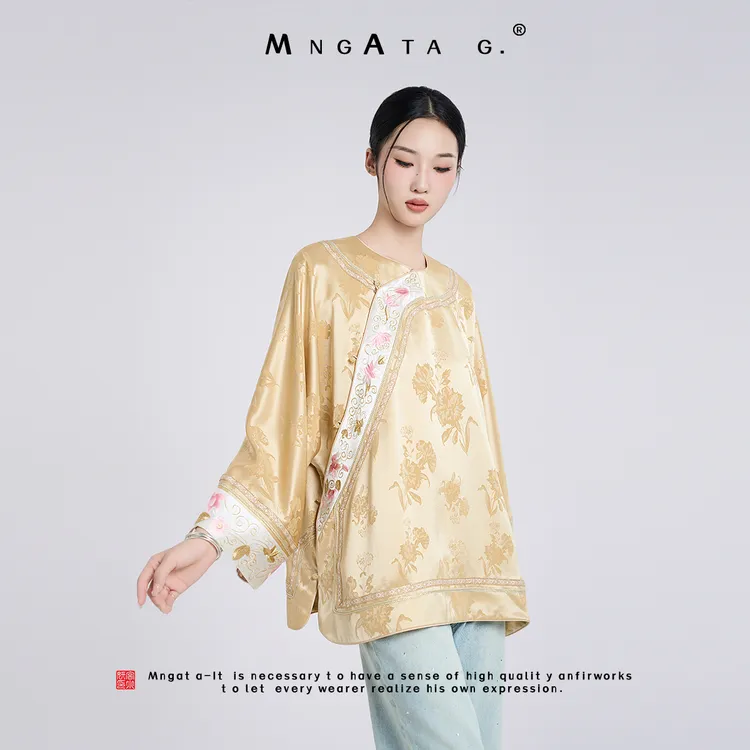 MNGATA G.宫小妍【秋意阑珊】早秋新中式国风醋酸上衣Z4061962