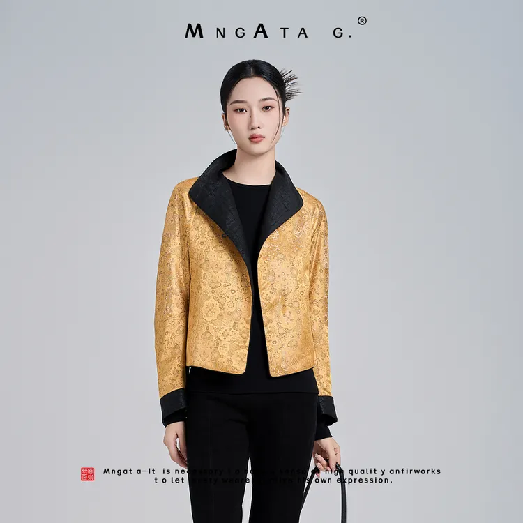 MNGATA G.宫小妍【真丝·双面鎏金】25秋新中式桑蚕丝短外套Y030006