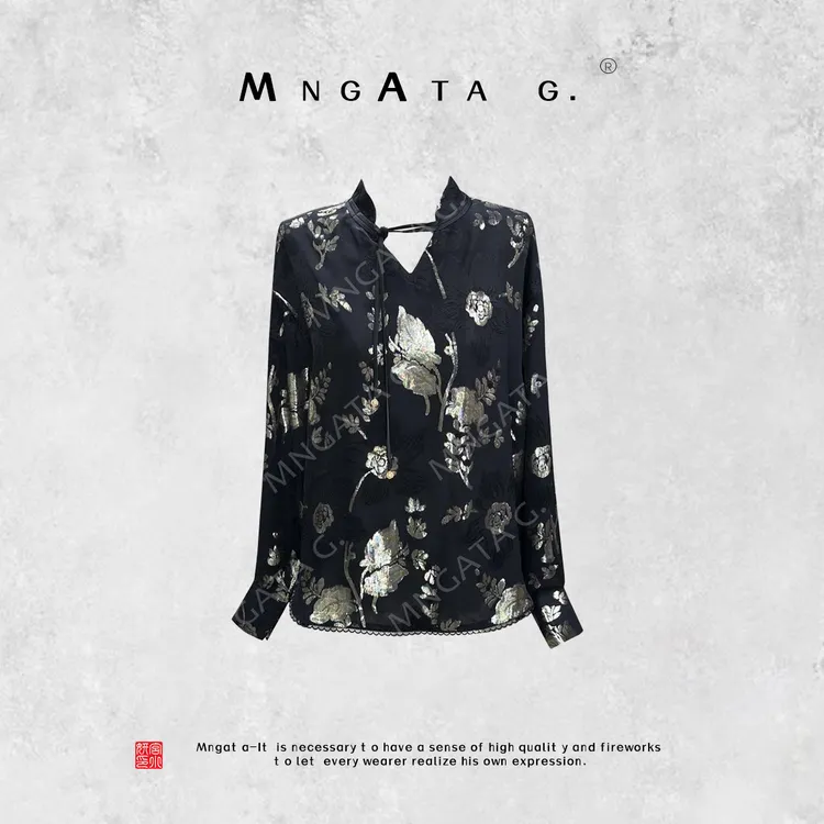 MNGATA G.宫小妍 【桑蚕赤金花】春夏新中式国风桑蚕丝上衣24880140