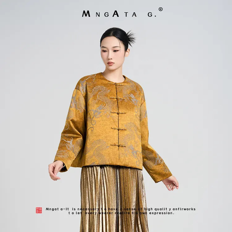MNGATA G.宫小妍【金龙报喜】早秋真丝新中式中国风短外套Y030036