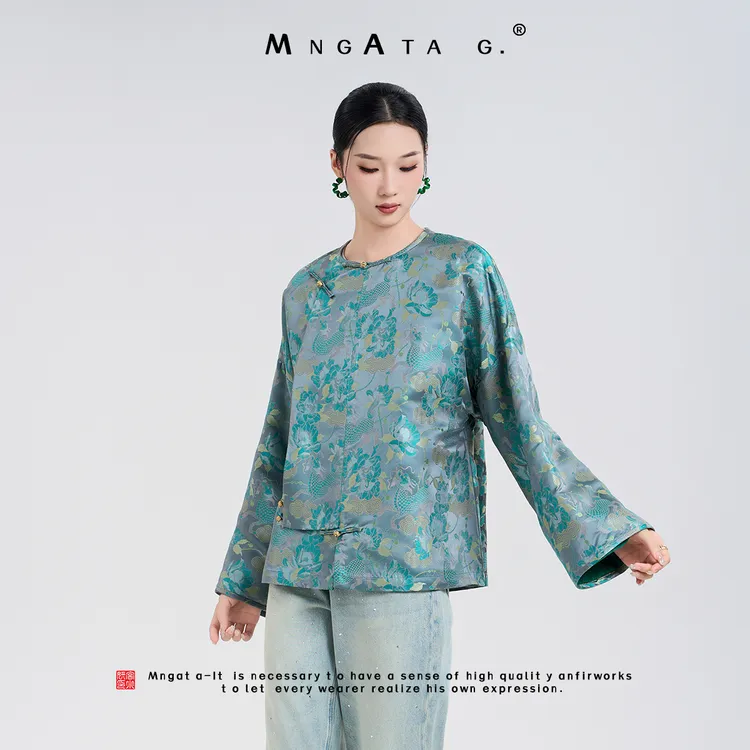MNGATA G.宫小妍【宋锦·麒麟望月】25秋新中式国风真丝外套4062143