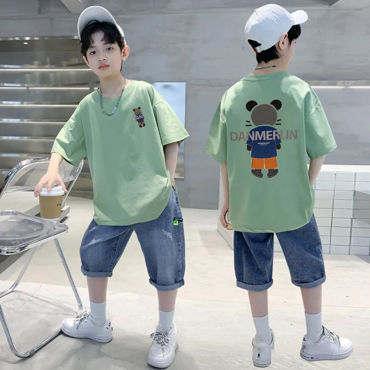 男童夏装套装中大童夏天洋气牛仔2025新款夏季男孩帅气休闲潮童装