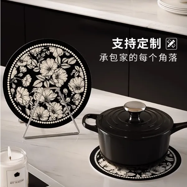 桌垫餐桌现代轻奢感圆形杯垫隔热防烫防水茶水吧台吸水速干碗盘垫