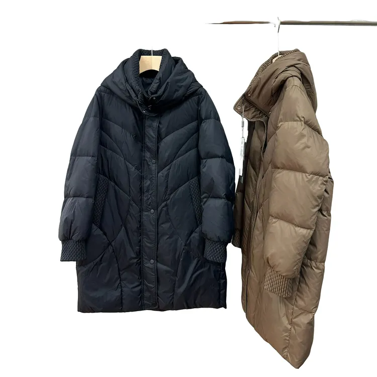 8-6821  休闲中长款宽松连帽羽绒服