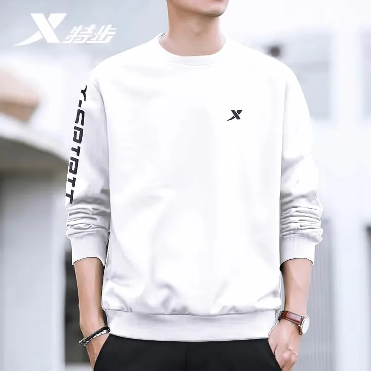 特步卫衣男2025冬季新款圆领长袖大码宽松男装休闲套头衫运动上衣