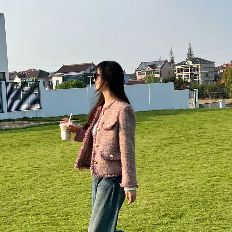 【郁金香】新标90鸭绒仿水貂绒50毛紫罗兰色小香风外套