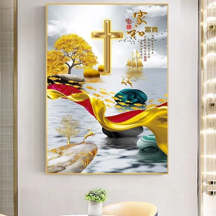 十字架大气感简约客厅装饰画画过道挂画卧室床头画餐厅玄关墙壁画