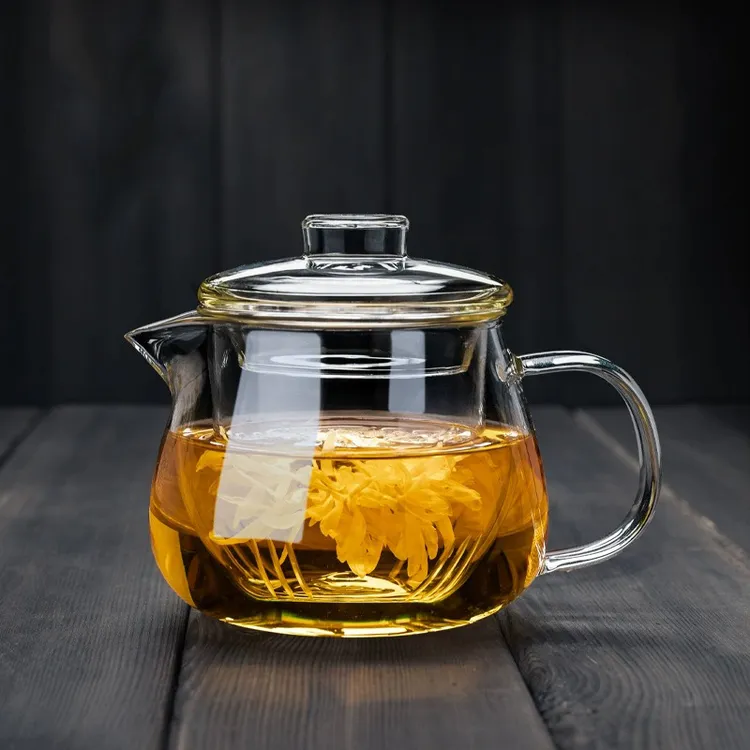 玻璃茶壶加厚耐高温小花茶壶过滤茶水分离泡茶壶家用单壶企鹅茶杯