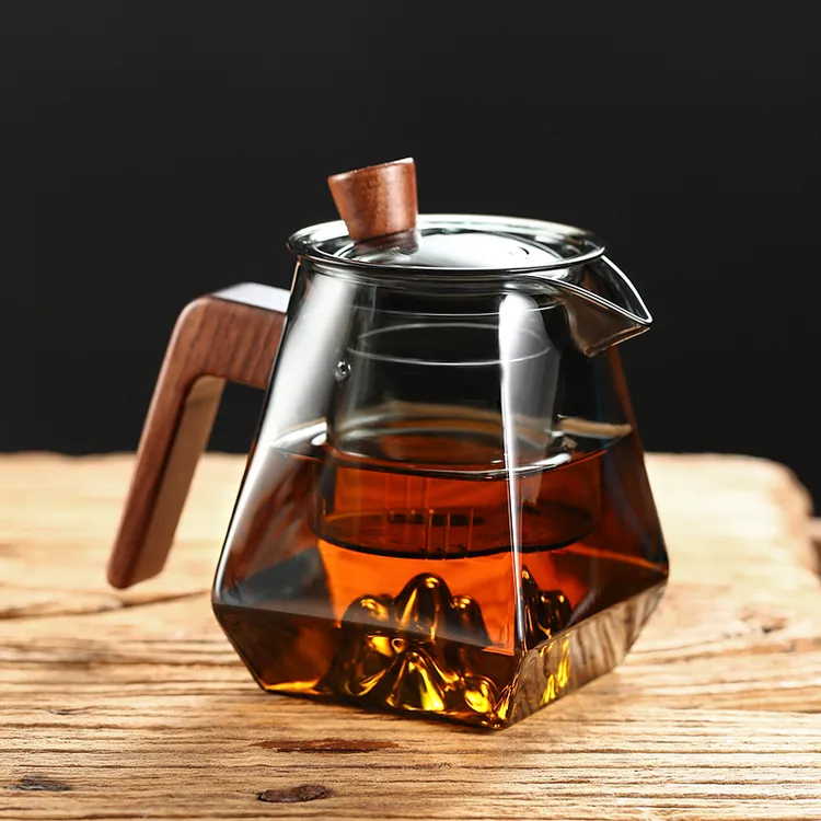 家用茶壶耐高温玻璃茶具家用泡茶壶茶水分离办公室木把煮茶壶
