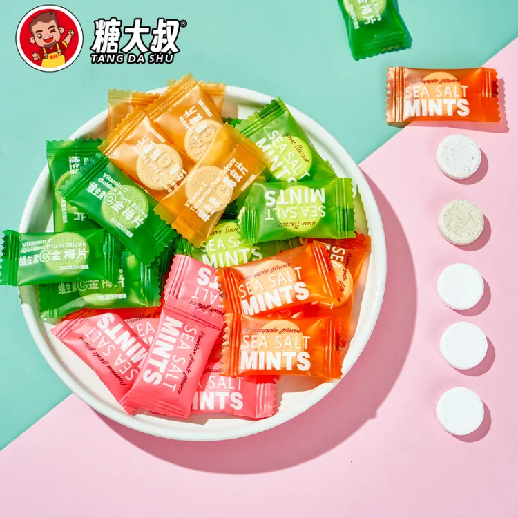 糖大叔无糖维C陈皮含片海盐润喉薄荷味糖清新口气招待糖果散装
