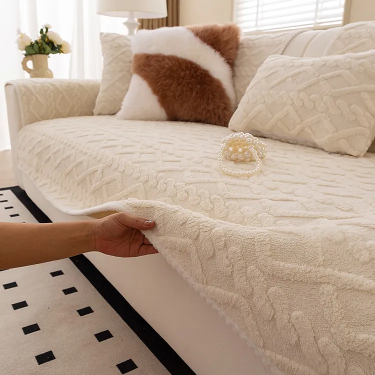 么么绒网红沙发垫秋冬加厚毛绒坐垫防滑皮沙发套罩2025新款盖布巾