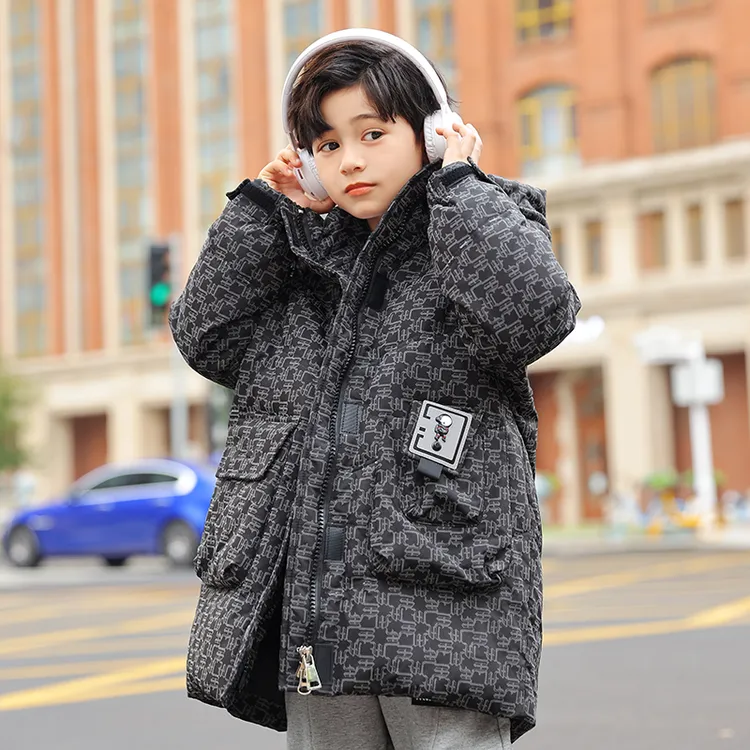 儿童羽绒服男童2025新款洋气时尚连帽中长款加厚中大童保暖冬季