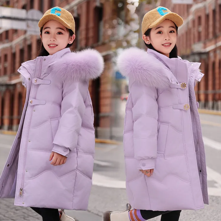2025新款儿童羽绒服女童中长款加厚中大童免洗女孩冬季外套