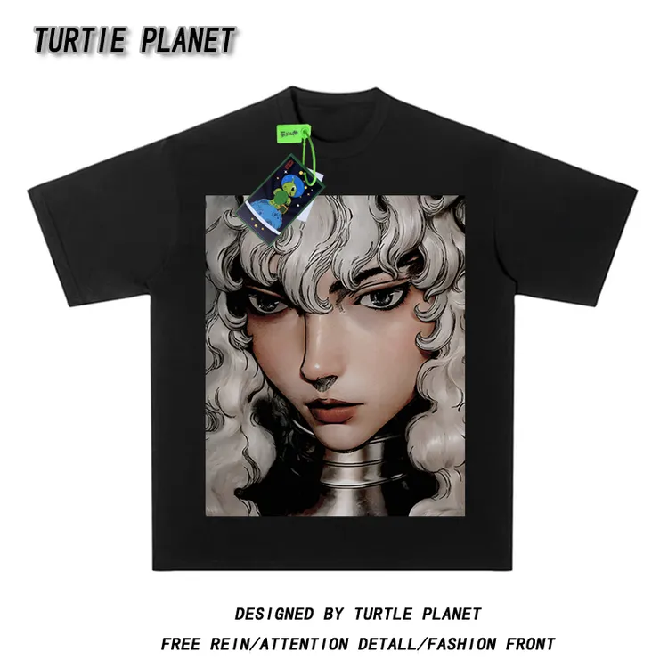 龟星球纯棉夏剑风传奇格里菲斯大头直喷印花新款短袖t恤ins风学生