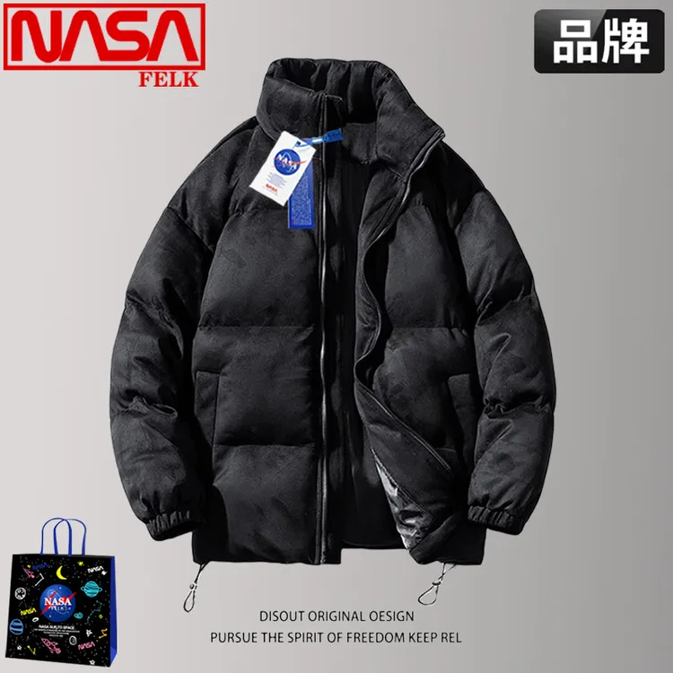 NASA联名麂皮绒棉服男冬季男士潮牌美式复古棉袄立领情侣棉衣外套
