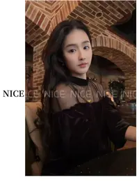 【NICE】千金风洋气氛围感丝绒拼接连衣裙