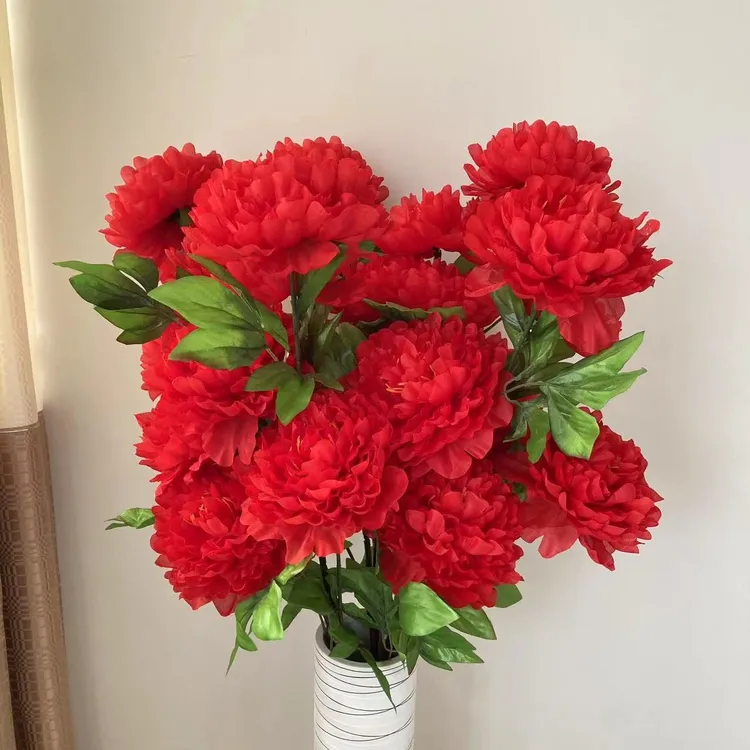 仿真花富贵牡丹花假花绢花5头大花家居客厅摆放花落地婚庆装饰花