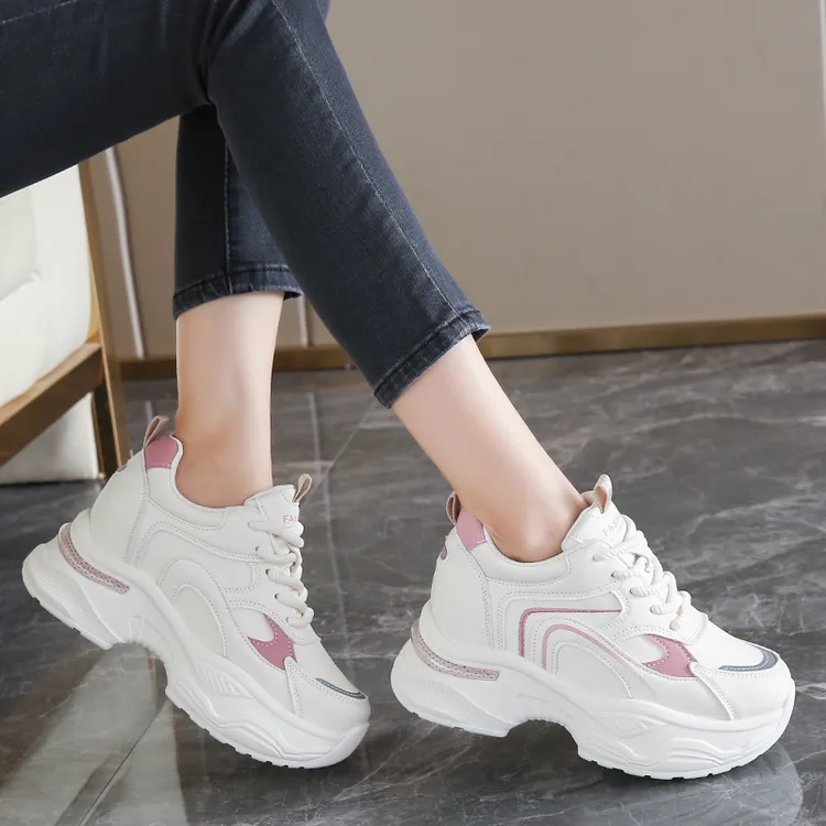 老爹鞋女款2024新款春秋款内增高小白鞋小个子厚底运动鞋百搭爆款