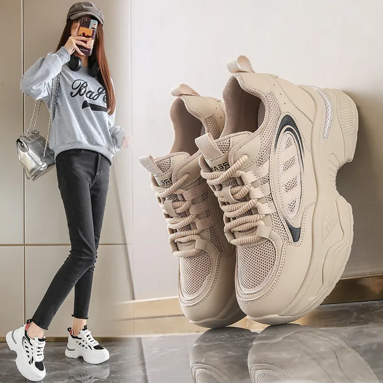 春秋新款增高显瘦运动休闲老爹鞋网面透气四季款百搭时尚内增高鞋