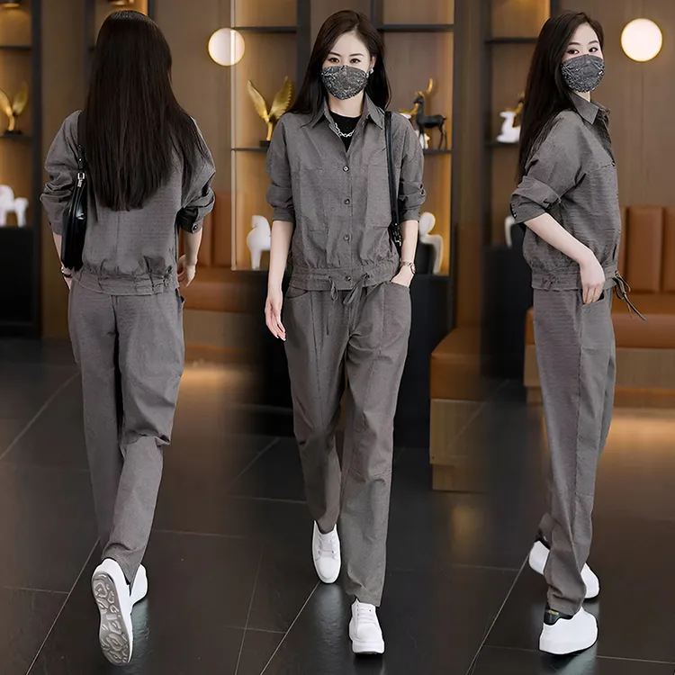 大码女装2024秋季新款宽松休闲时尚洋气显瘦气质格子套装女