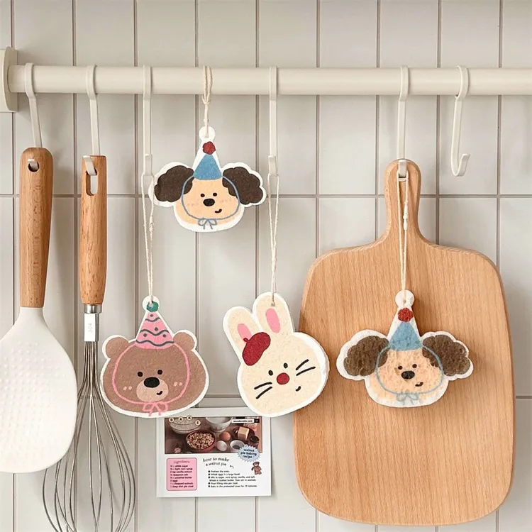 可爱卡通压缩洗碗巾木浆棉清洁家用海绵擦厨房刷锅去污百洁布