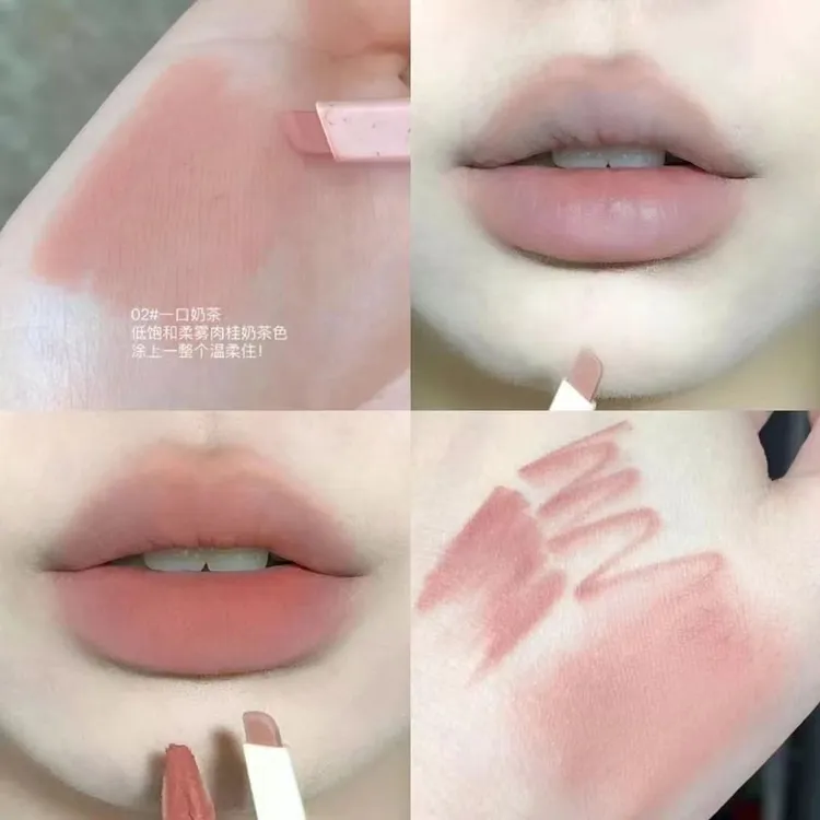 低饱和裸色系!唇线笔勾勒唇形奶茶肉色哑光唇膏不沾杯丰唇笔口红