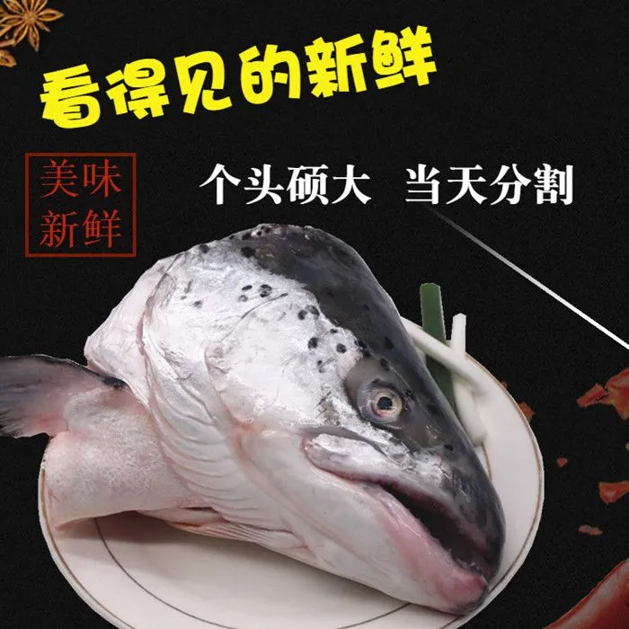 大智利三文鱼头新鲜现切冷冻超大个剁椒鱼头煲汤煮粥非挪威