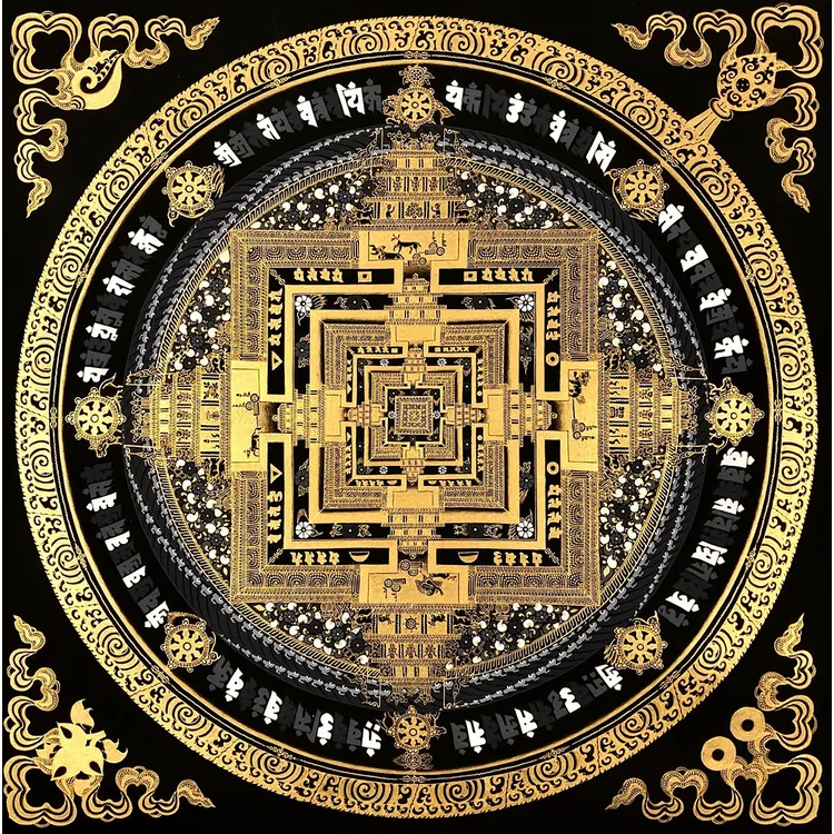 西藏涂色时轮金刚坛城填色画手绘装饰画DIY描金画稿自己画唐卡