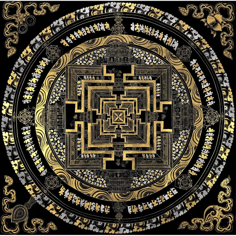 西藏唐卡涂色  时轮金刚坛城 布面填色画 手绘装饰画DIY画稿