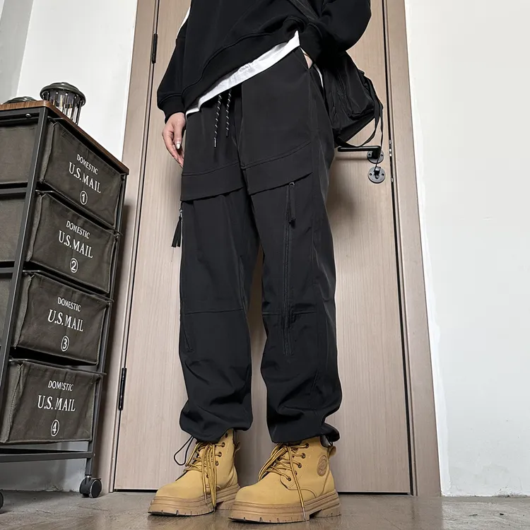 猎雀秋季户外工装裤冲锋裤长裤拉链装饰街头裤子男女休闲裤