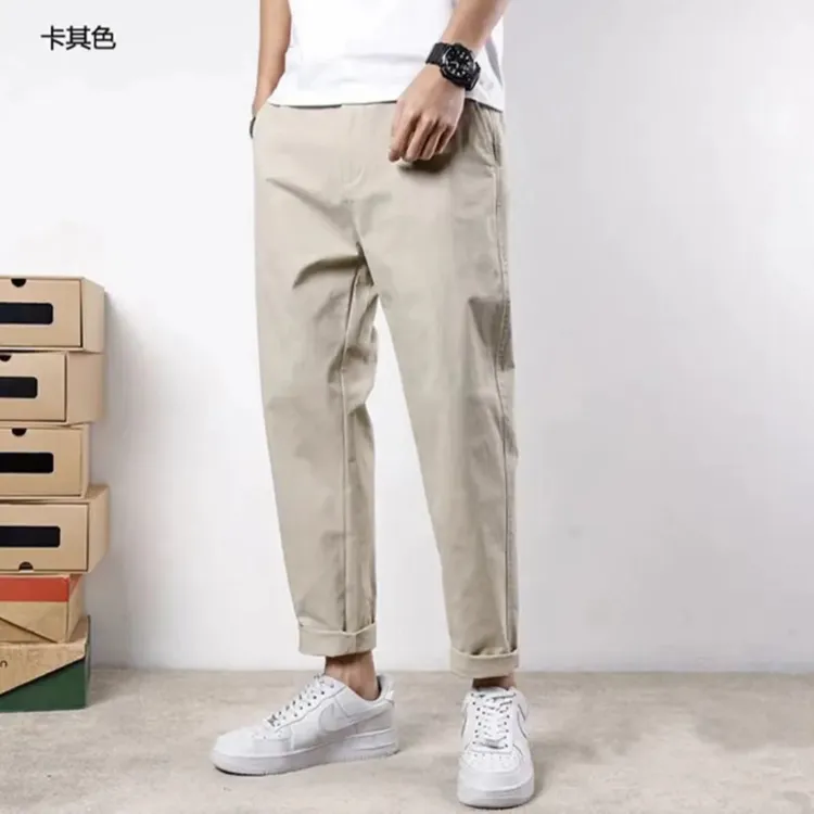 书阳工装夏季薄款男士商务休闲裤百搭修身直筒九分裤裤子男款春秋