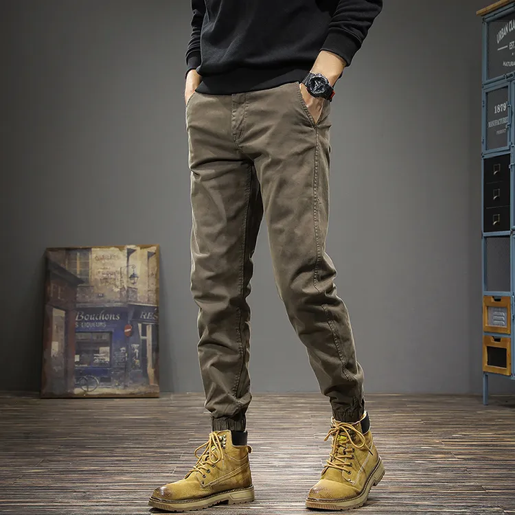 秋季新款2025工装束脚休闲裤男修身小脚美式港风加绒运动秋季长裤