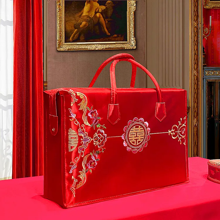 陪嫁喜庆包装袋结婚大红床单被罩四件套加厚牛津布手提喜被收纳袋