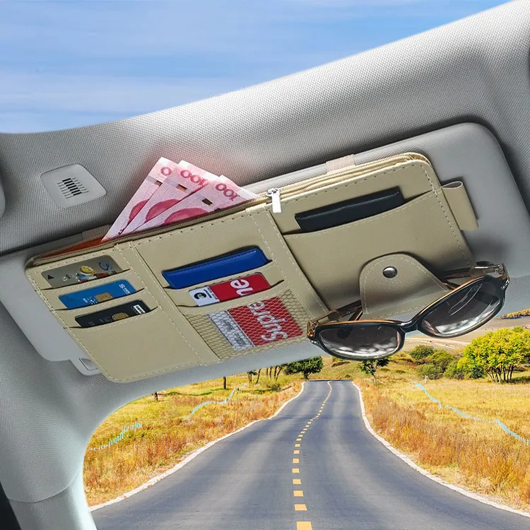 车载遮阳板收纳神器汽车挡光板票据卡包卡夹东风风行证件架眼镜夹