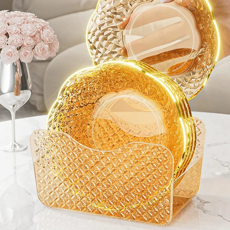 轻奢吐骨碟小盘子家用吐骨头盘碟塑料垃圾盘餐桌食品级零食水果碟