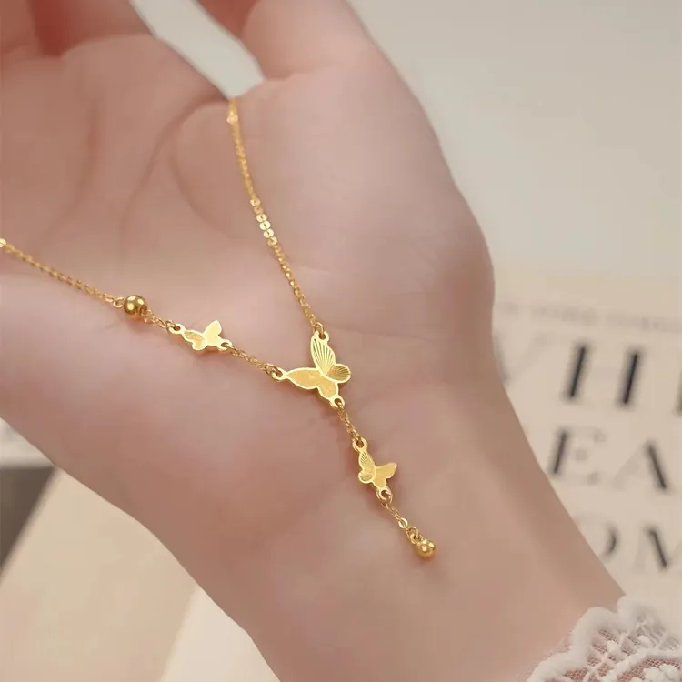 铜合金项链 蝴蝶流苏项链女轻奢时尚百搭气质锁骨链送女友礼物