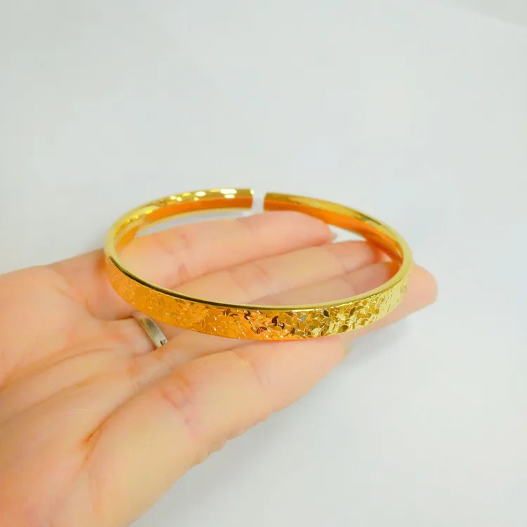 铜合金手镯 精品金色碎碎冰手镯时尚气质碎冰冰开口手环