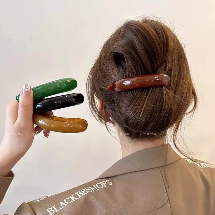 安可拉红气质发夹女后脑勺盘发高级感鲨鱼夹子高马尾发扣2025新款
