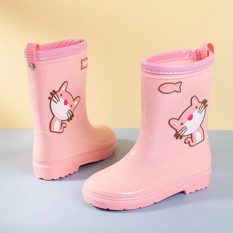 儿童雨鞋女童防滑水鞋中筒男童雨靴中大童雨水鞋小童卡通轻便雨靴