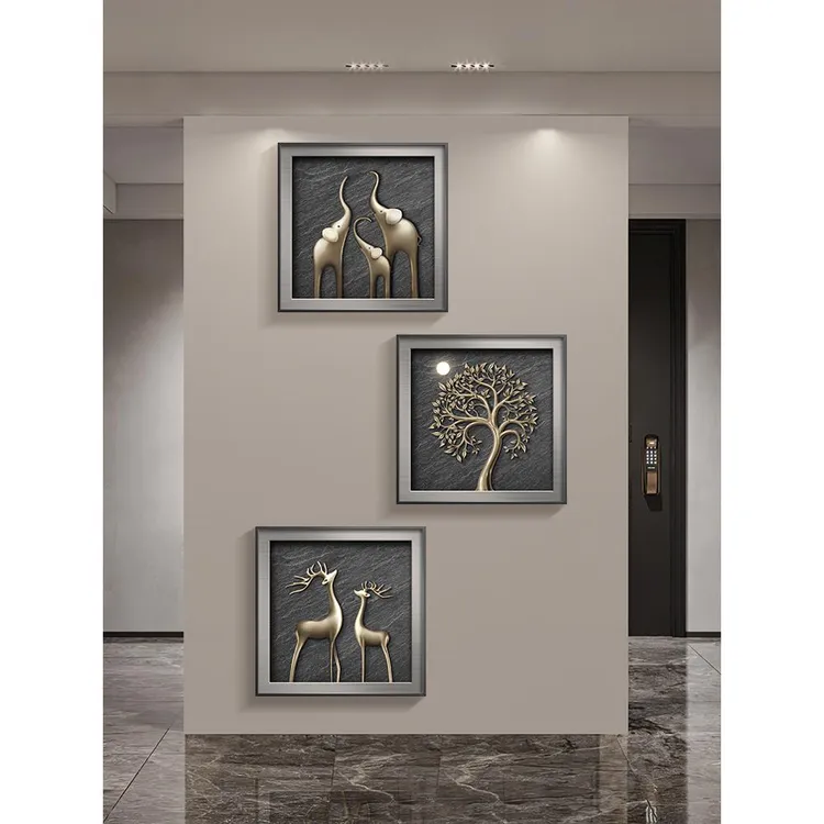 现代轻奢玄关装饰画高级感餐厅组合画高端高档大气走廊过道挂画