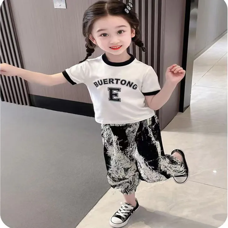 儿童水墨画防蚊裤夏季新款薄款休闲宝宝裤子男童束脚裤女童灯笼裤