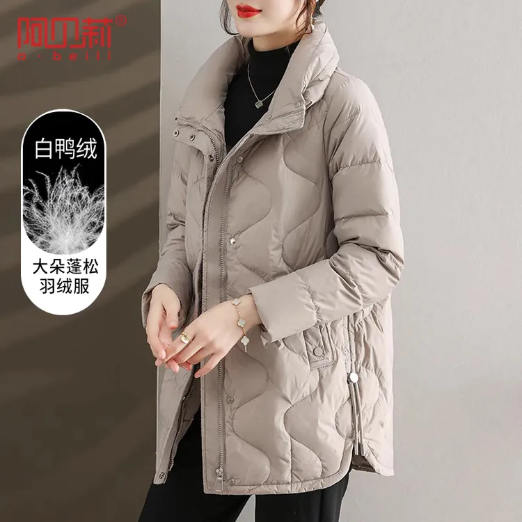 年轻妈妈羽绒服冬季新款中长款加厚大码上衣中老年女洋气冬装外套