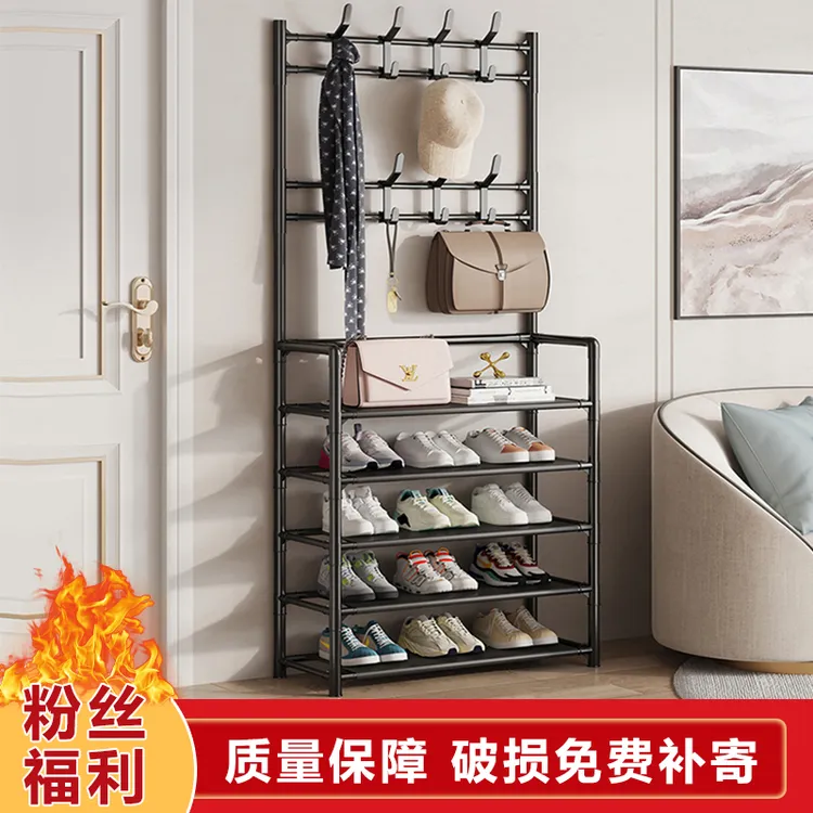 网红【五层鞋架+二层围巾架】加厚耐用置物架立式进门收纳架子