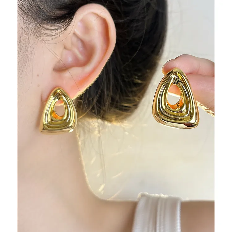 铜合金耳饰 几何不规则气质耳环女夸张金属耳钉冷淡风耳饰新款潮