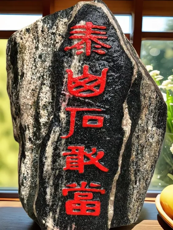 无品牌雕刻平安石 石敢当原石 靠山石奇石