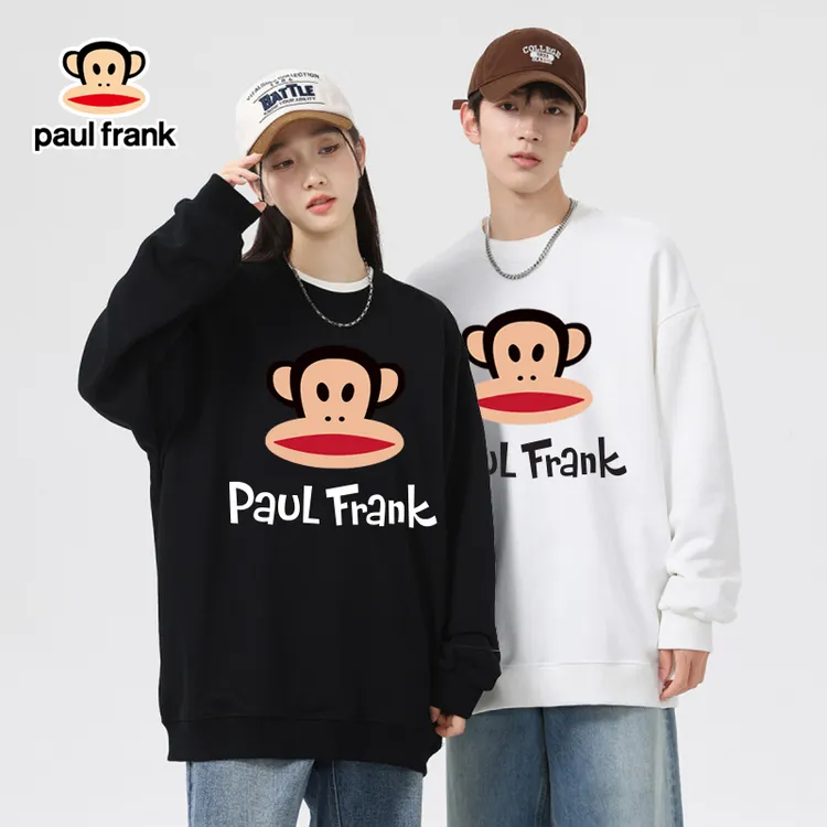 paul frank/大嘴猴圆领卫衣男士秋季新款美式潮牌宽松情侣装衣服