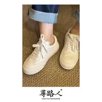 寻路人【正码正拍】经典百搭夏季时尚真皮白色休闲鞋