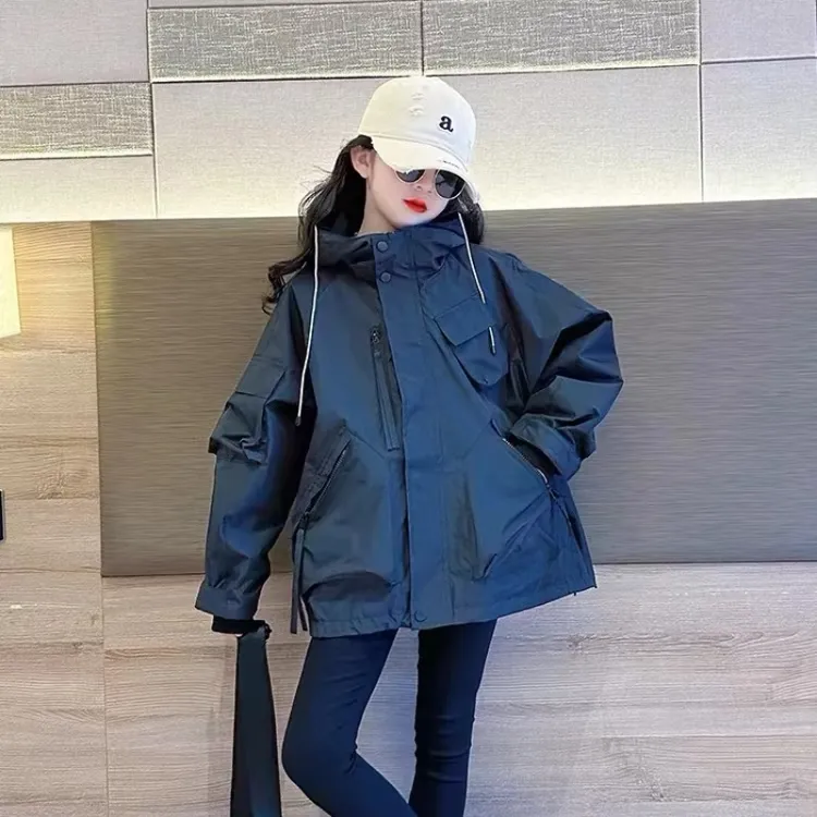 女童春秋2024新款休闲外套女大童女装洋气儿童春装炸街户外冲锋衣